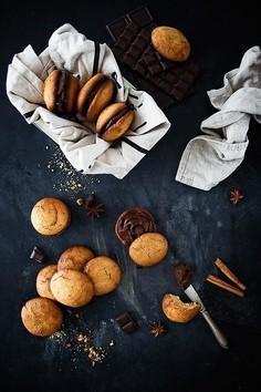 Ciasteczka - markizy z kremem czekoladowym